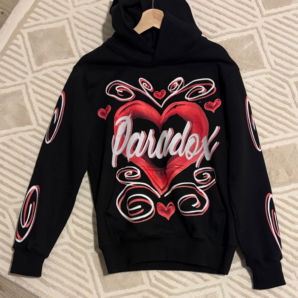 Paradox Black Sweater with Red Heart Design